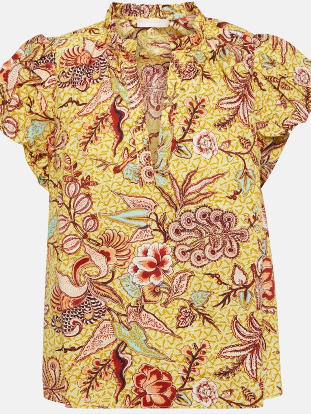 Ulla Johnson Evelyn Floral Cotton Top in Yellow size 6
